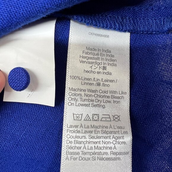 Madewell Curved-Neck Shell Tank Top Blue Linen Sleeveless Blue Size 00 NWT - Picture 7 of 9